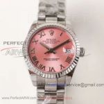 ARF Rolex Datejust 28MM Women's Watch - Fluted Bezel Pink Roman Markers Dial